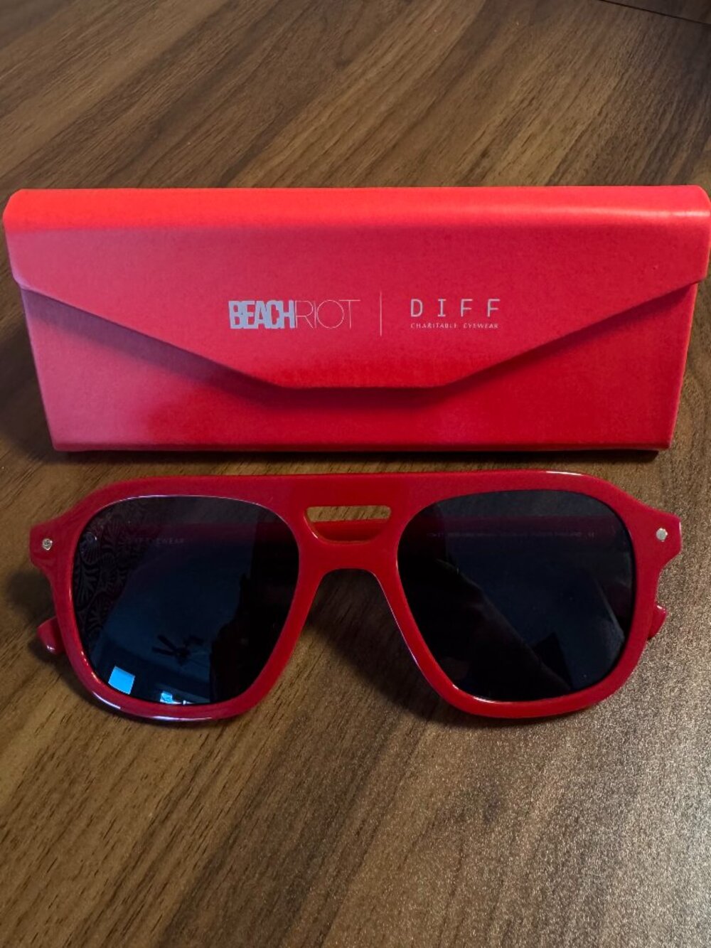 Diff Eyewear Red Sunglasses with Dark Lenses